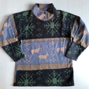 Vintage 80s Winter Snowflake Pastel Pullover Fleece
